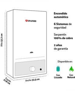 Calefon splendid 10 Litros Tiro Natural Gas Licuado