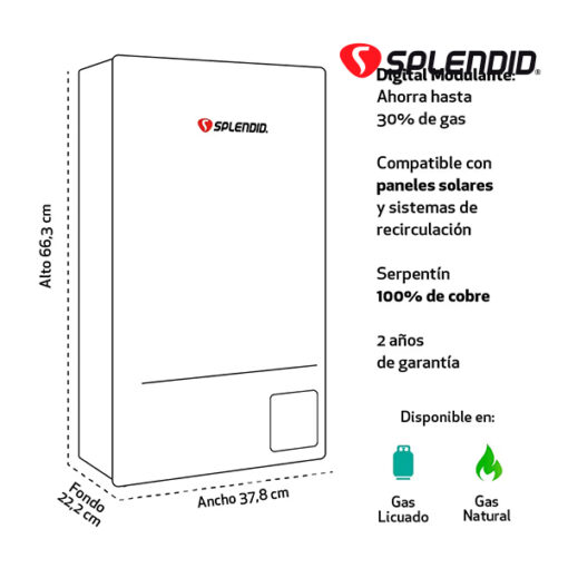 Calefon Splendid 14 Litros Tiro Natural Gas Licuado
