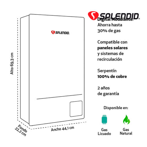 Calefon Splendid 16 Litros Tiro Natural Gas Licuado