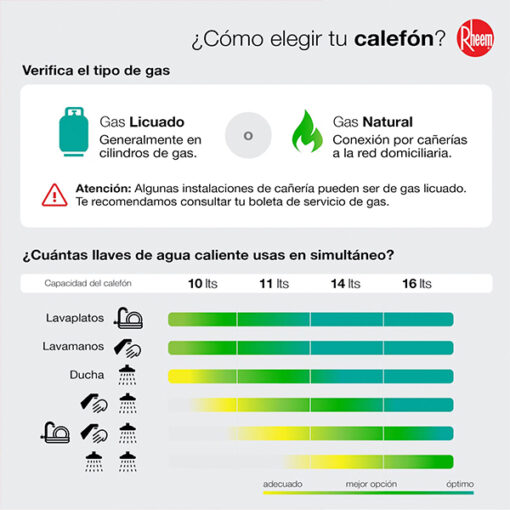 Calefont 11 Lt Tiro Natural Gas Licuado Rheem