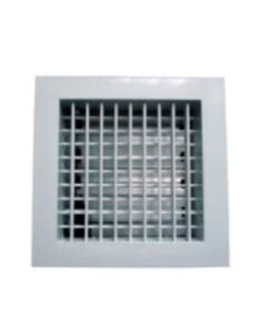 Rejilla aleta doble reflexión para inyección (RI) 40×30 cm de aluminio con regulador de caudal