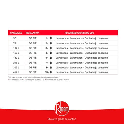 Termo Eléctrico De Piso 57 Litros Rheem 220V - Imagen 2