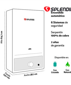 Calefont 13 Litros Splendid Gas Licuado Tiro Natural