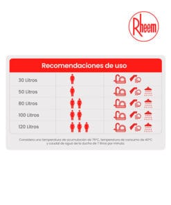 termo electrico 100 litros de agua rheem